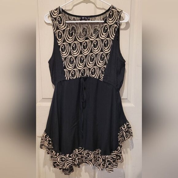Lily By Firmiana Sleeveless Black/Gold Tunic Sz Medium - Picture 1 of 5